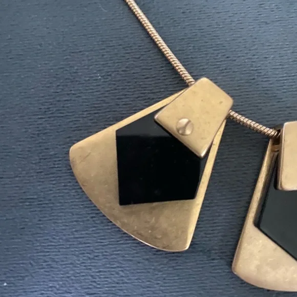 Madewell Gold-Tone Necklace with Black Geometric Drops - Picture 3 of 3